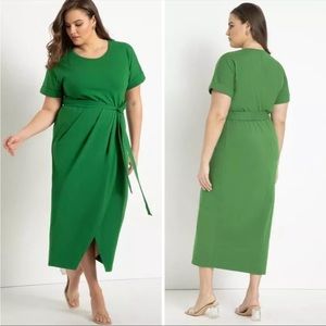 NEW Eloquii green cotton knit Wrap Skirt tie waist midi
Dress, 16
New with tags.